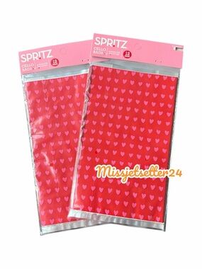 NEW Target Spritz Set of 2 Valentine’s Day Heart Cello Bags With Tags and Ties